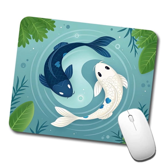 Two Koi Yin Yang Cute Mouse Pad Low Profile Gaming Mat