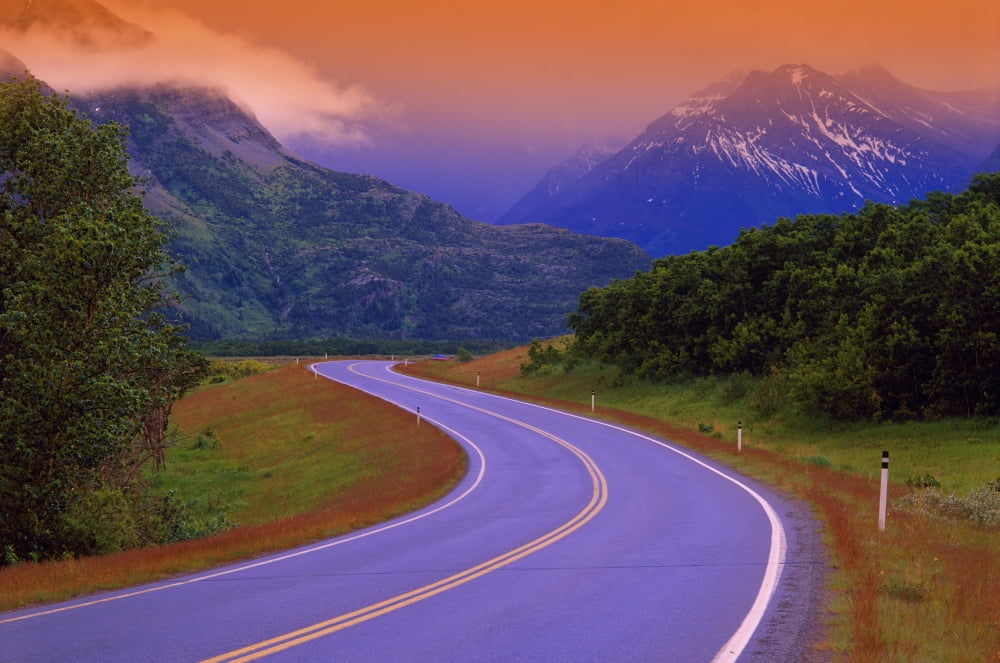 Two Lane Country Road In Mountains After Rain Canvas Art - Don Hammond Design Pics (34 x 22)