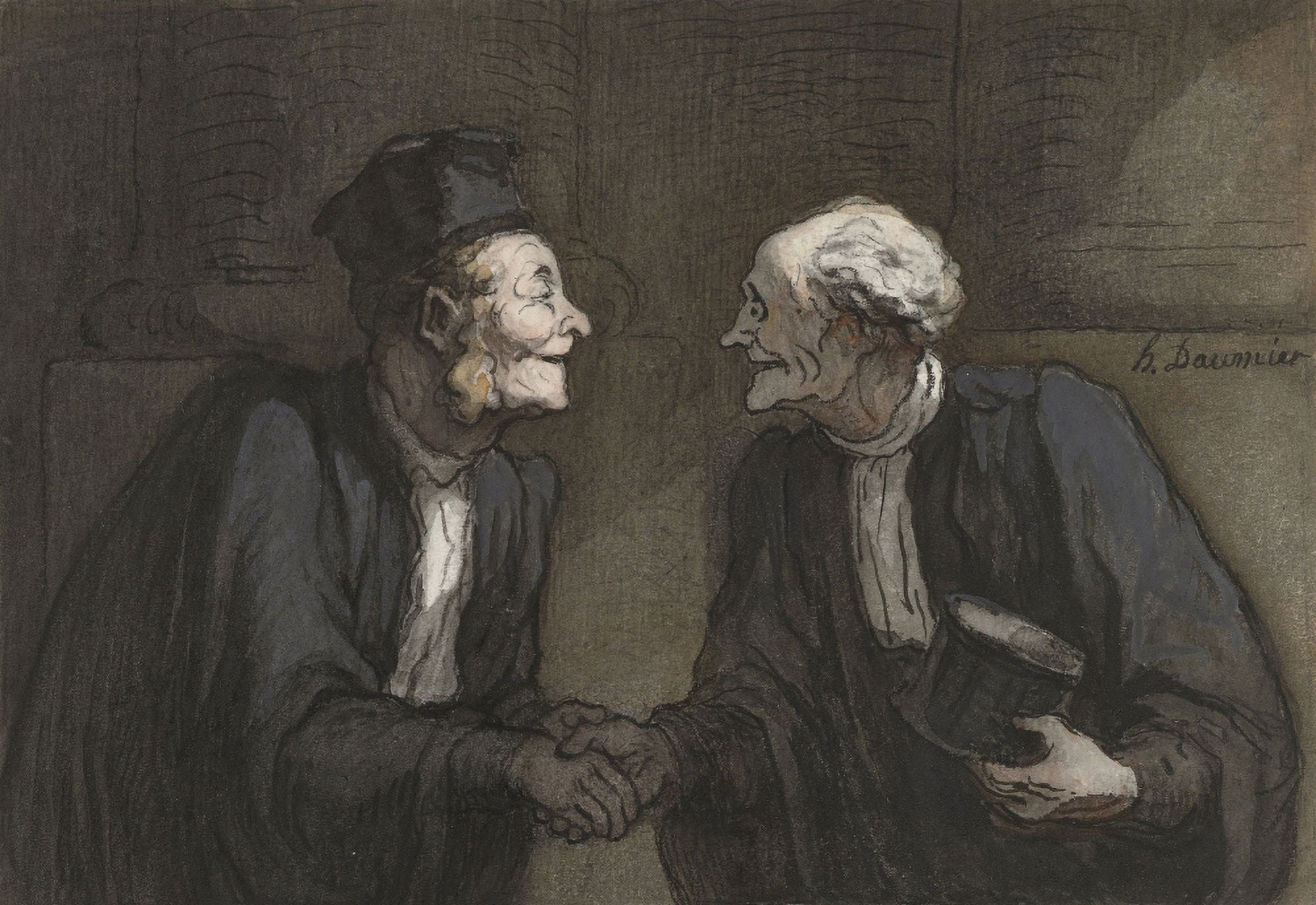 Two Lawyers Shake Hands Canvas Art - (24 x 18)