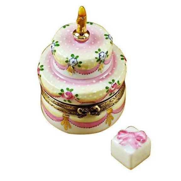 Two Layer Cake Gift for Collectors Limoges Box Porcelain Figurine