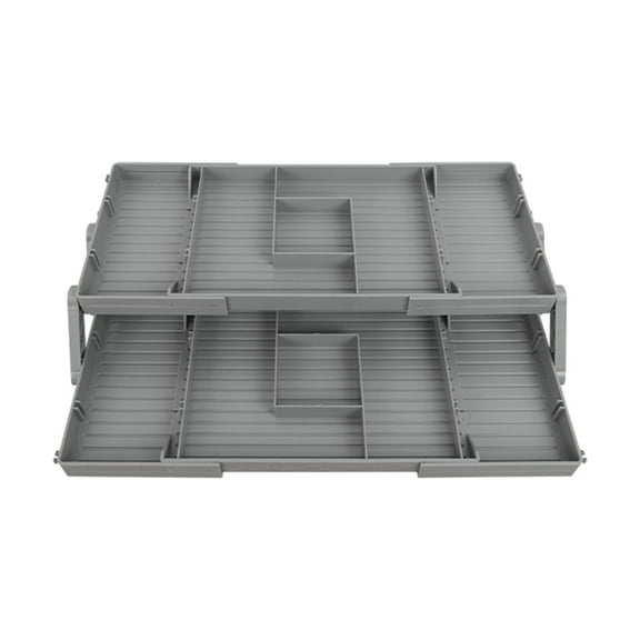 Two Layer Drawer Organizer Expandable Table Efficient Storage Rack for Cosmetic Jewelry Home Textile Grey 43 cm×15 cm