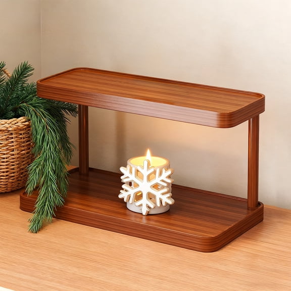 Two Layer Wood Desktop Storage Rack Mug Cup Holder, Space Saving Sturdy Wood Versatile Storage, Stylish Decor Functional Design, Compact Countertop, For Desk Kitchen Table Mug Cup Spice Organizing