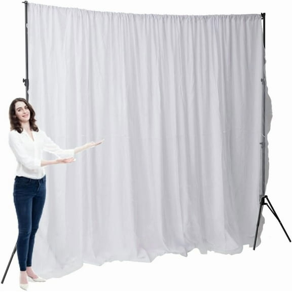 Two Layers Backdrop Made with One Piece Chiffon Tulle & Polyester. Use as Extra Wide Semi-Blackout Curtains. White, 10x10FT