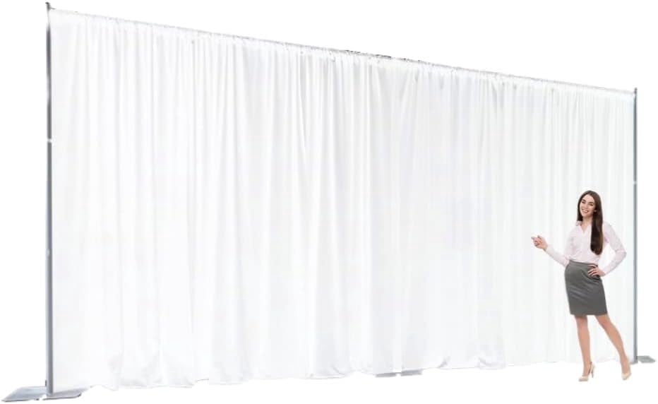 Two Layers Backdrop Made with One Piece Chiffon Tulle & Polyester for Professional, White, 20 x 10 ft