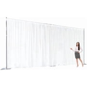 Two Layers Backdrop Made with One Piece Chiffon Tulle & Polyester for Professional, White, 20 x 8 ft