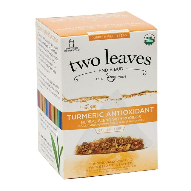 Two Leaves and a Bud Organic Turmeric Antioxidant Herbal Tea, 15 Count