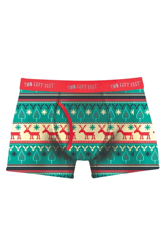 'Reindeer Xing' Christmas Trees Men's Trunk Boxer Brief Underwear.