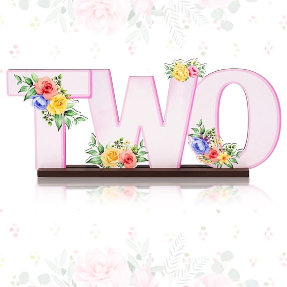 Haooryx Pink Floral Wooden Letter Decor for Party Table Centerpieces,1 Count