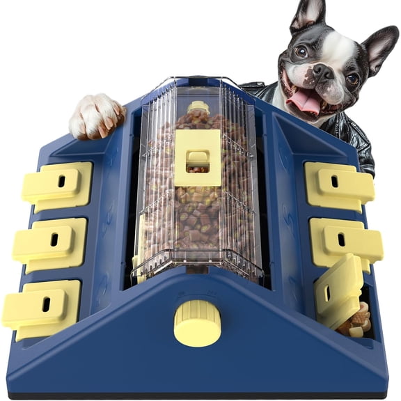 Two-Level Paw-Activated Rolling Treat Dispenser & Slow Feeder for Small/Medium Dog Mental Stimulation