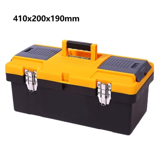 Two Level Plastic Toolbox Dual Compartment Design Wear Resistant Thickened Material Spacious Organizer Portable Storage For Car Home Repairs Multiple Sizes(Medium)