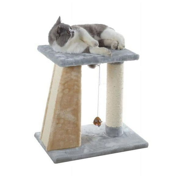 Two-Level Platform Real Wood Scratcher W Sisal Carpet Board