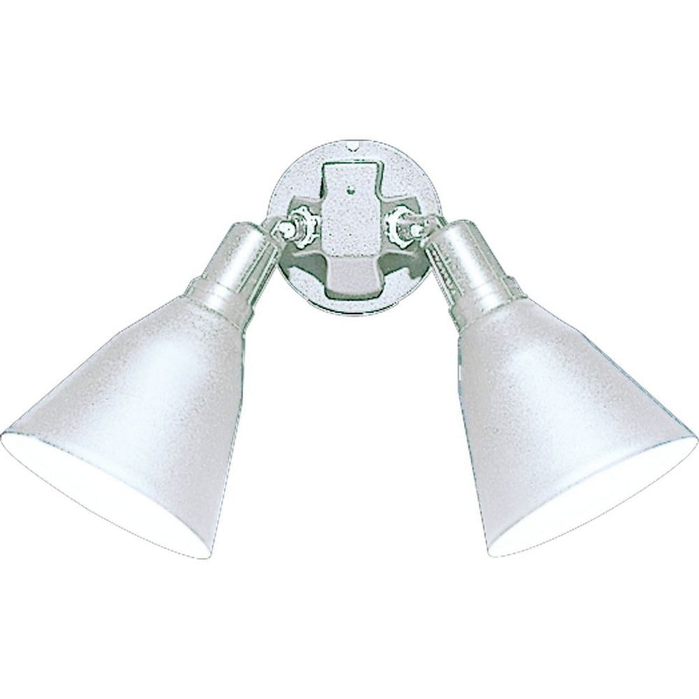 White Aluminum Dual Head Outdoor Flood Light with Adjustable Swivel