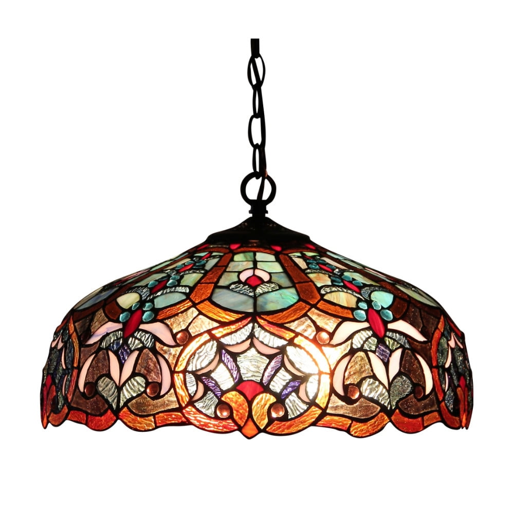Sadie Victorian-Style 18" Glass Ceiling Pendant with Bronze Finish