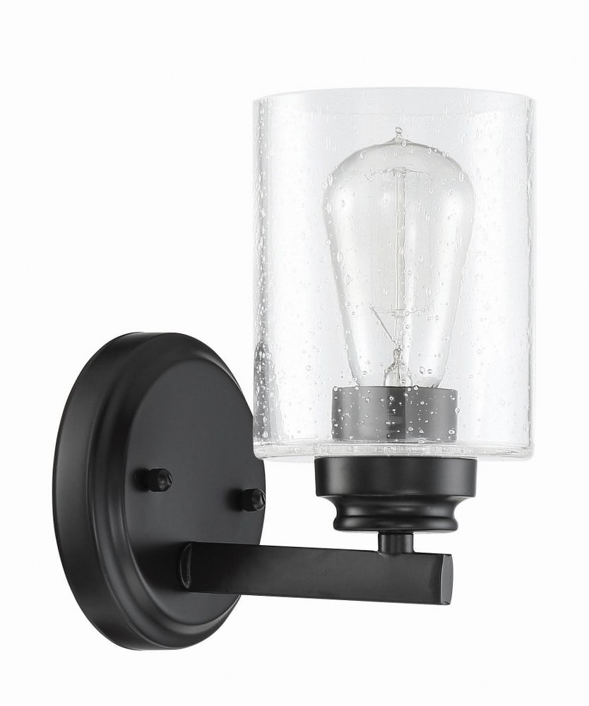 Flat Black Clear Glass Outdoor Wall Sconce