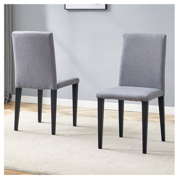 Two Light Gray Linen-Cotton dining chairs, simple and versatile, comfortable and accompanied. Exquisite and versatile dining chairs unlock a comfortable new experience.(Set of 2)