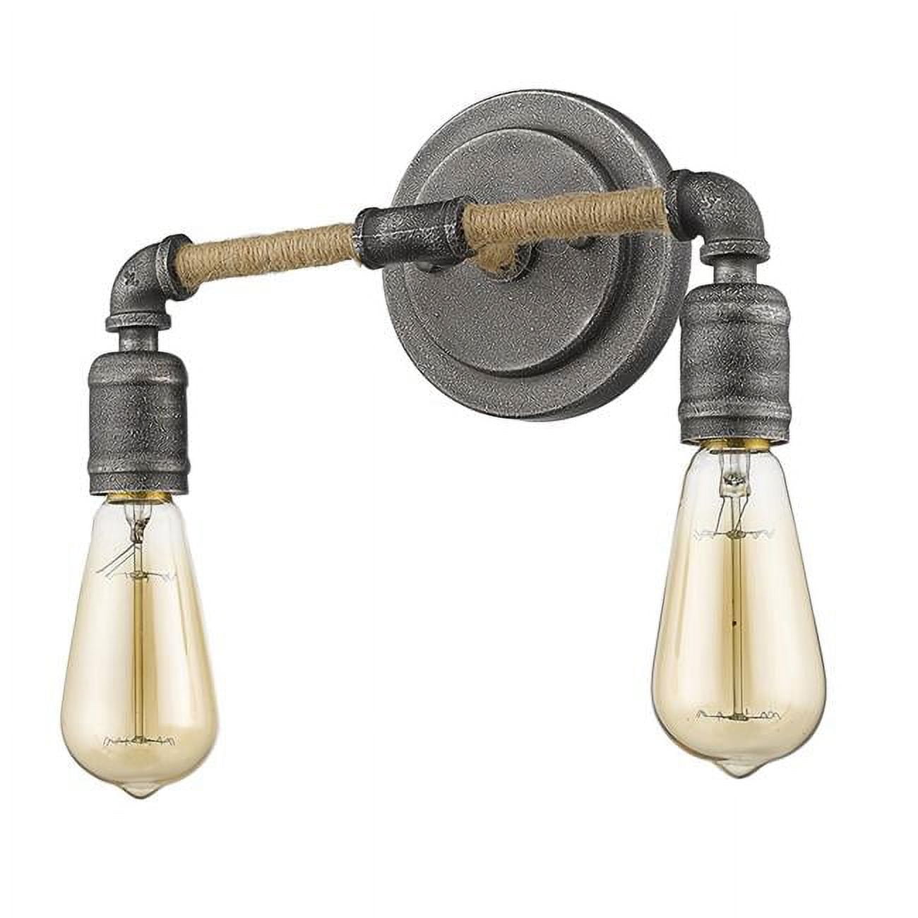 Industrial Textured Gray Dual Pipe Vanity Light