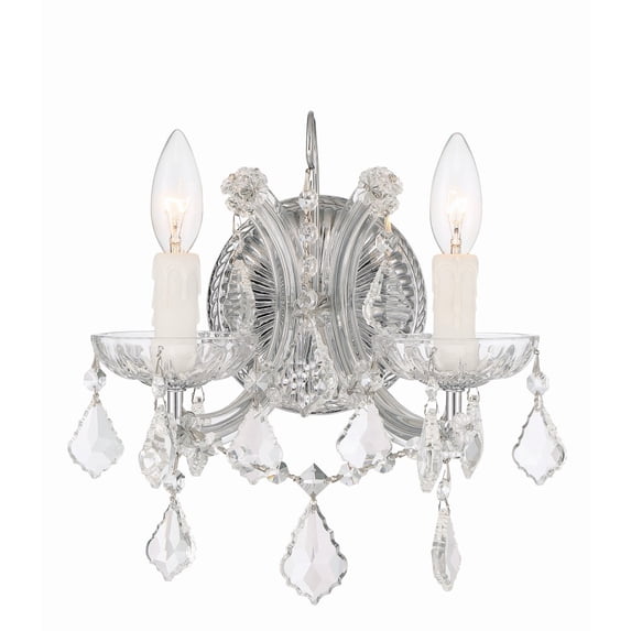 4472-CH-CL-MWP Crystorama Lighting Maria Theresa - Two Light Wall Sconce in Classic Style - 10.5 Inches Wide by 12.5 Inches High-Polished Chrome