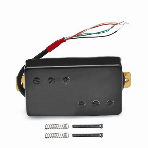 Two Line 3+3 Brass Cover Humbucker Guitar Pickup 4 Coil Cable 7.5k/15k Coil Splitting Pickup for LP Guitar Black