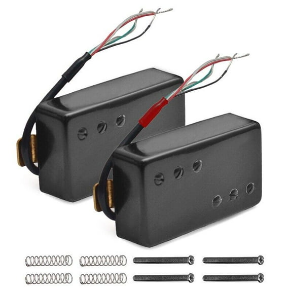 Two Line 3+3 Brass Cover Humbucker Guitar Pickup 4 Coil Cable 7.5k/15k Coil Splitting Pickup for LP Guitar Black