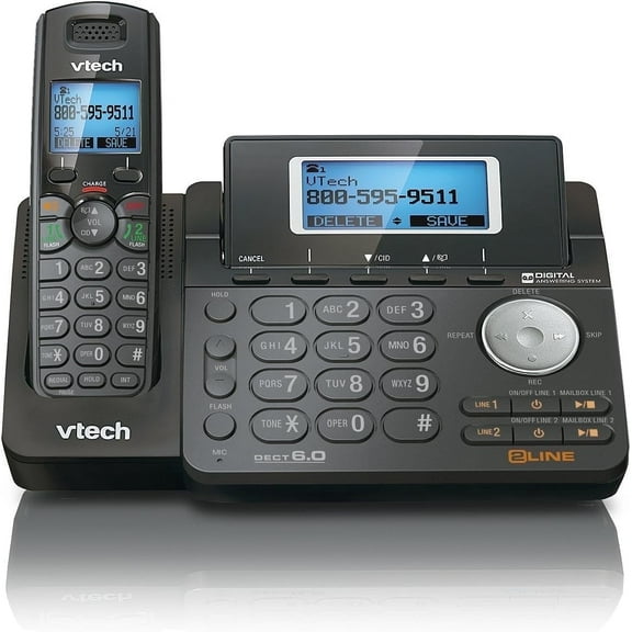 VTech DS6151 DECT 6.0 2-Line Cordless Phone with Answering System & Caller ID - Black