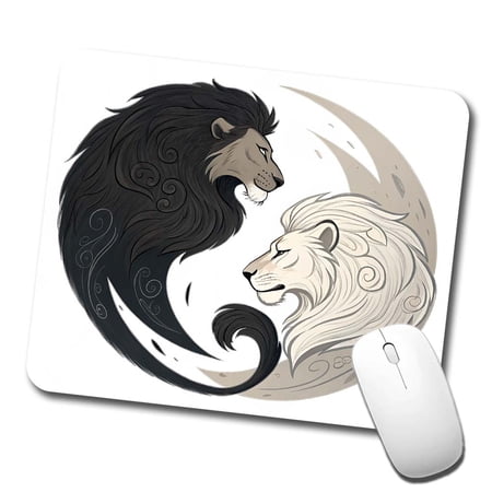 Two Lions Yin Yang Mouse Pad Low Profile Gaming Mat