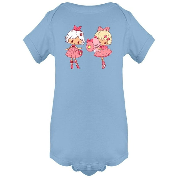 Two Little Girls With Pink Dress Bodysuit Infant -Image by Shutterstock,  12 Months