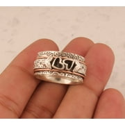 SS DESIGNS Two Little Heart Sterling Silver With 925 Stamped Purity Anxiety Ring For Men Women, Handmade Silver Heart Spinner Ring Gift For Mothers Day