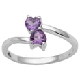 thumbnail image 1 of Two Love Heart 5 MM Amethyst 925 Sterling Silver Mother's Day Gift Ring, 1 of 5