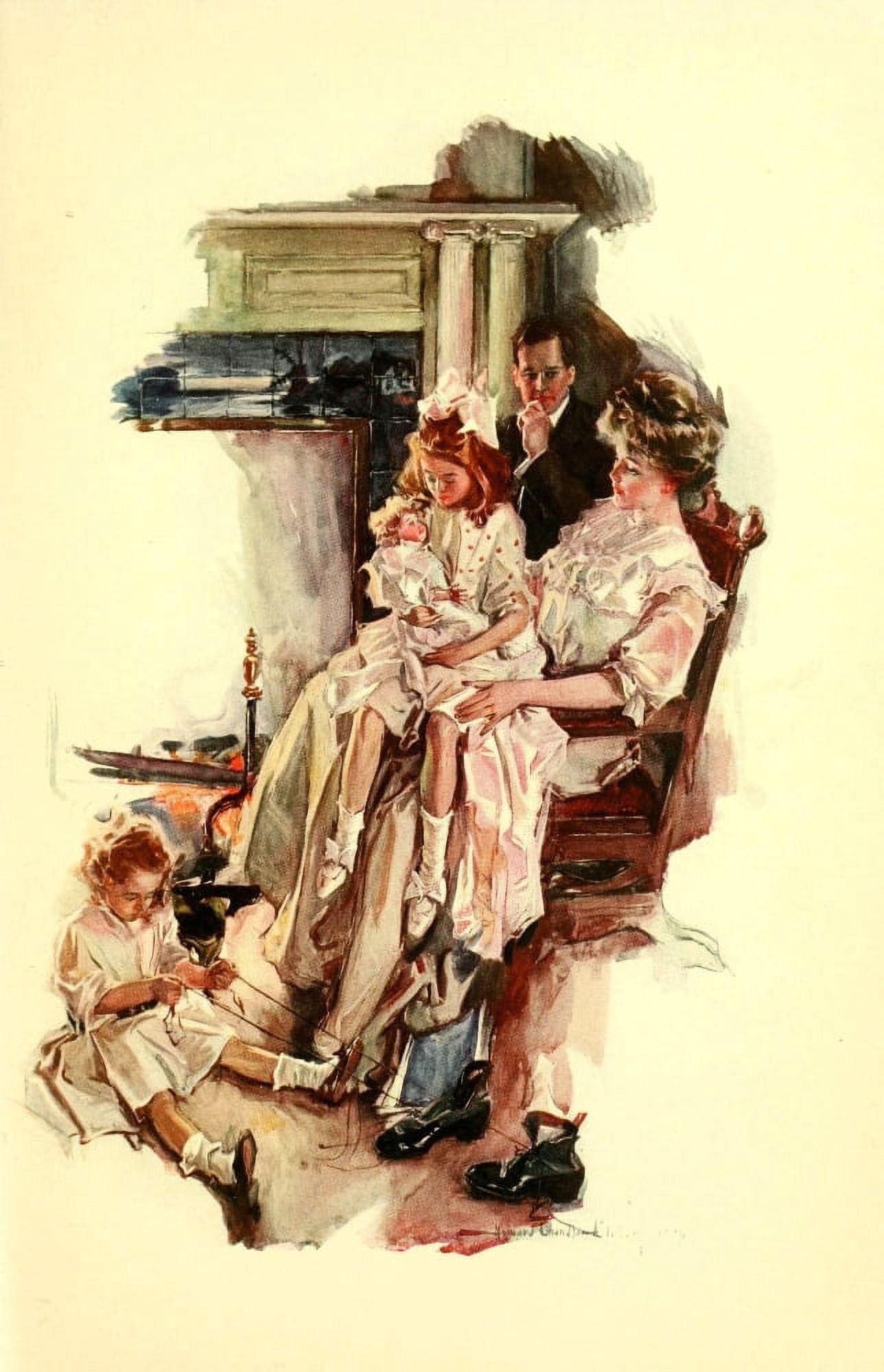 Two Lovers 1909 Happy family Canvas Art - Howard Chandler Christy (18 x 24)