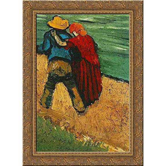 Two Lovers, Arles (Fragment) 24x18 Gold Ornate Wood Framed Canvas Art by Vincent van Gogh