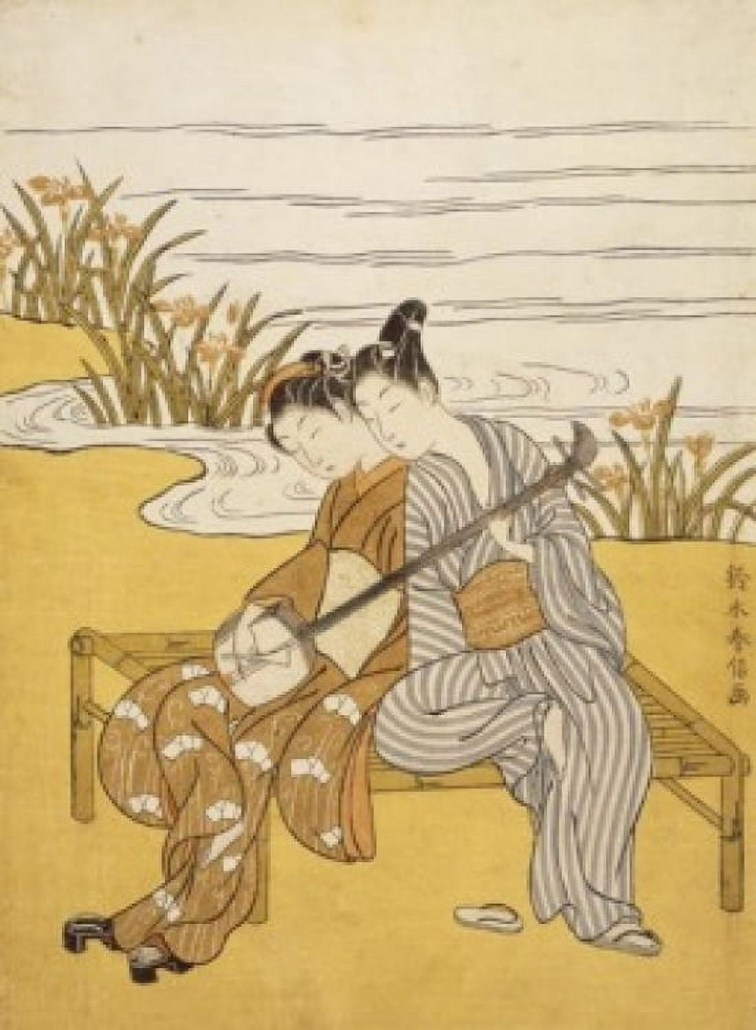 Two Lovers Playing a Shamisen c1776-1777 Suzuki Harunobu (1725-1770Japanese) Woodblock Print Minneapolis Institute of Art Minnesota USA Canvas Art - Suzuki Harunobu (24 x 36)