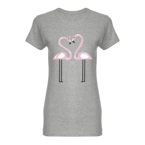 Two Loving Flamingos Shaped T-Shirt Women -Image by Shutterstock, Female XX-Large