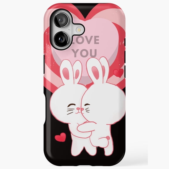 Two Loving Rabbits Cute Animal Couple iPhone Case 17 to 11 Pro Max