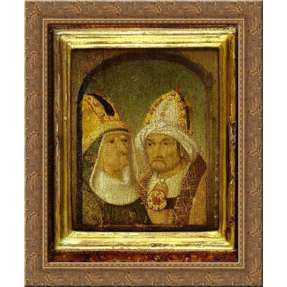 Two Male Heads 20x24 Gold Ornate Wood Framed Canvas Art by Bosch, Hieronymus