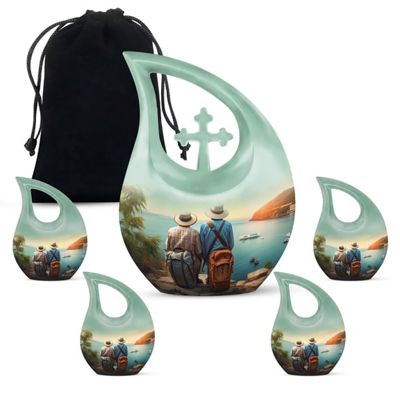 Two Man Urn - Small Urn For Human Ashes - Urn For Ashes For Women - Urn For Ashes For Mom - Small Urn For Ashes For Women - Cremation Keepsake Urns For Ashes - Combo 1 Large & 4 Keepsake