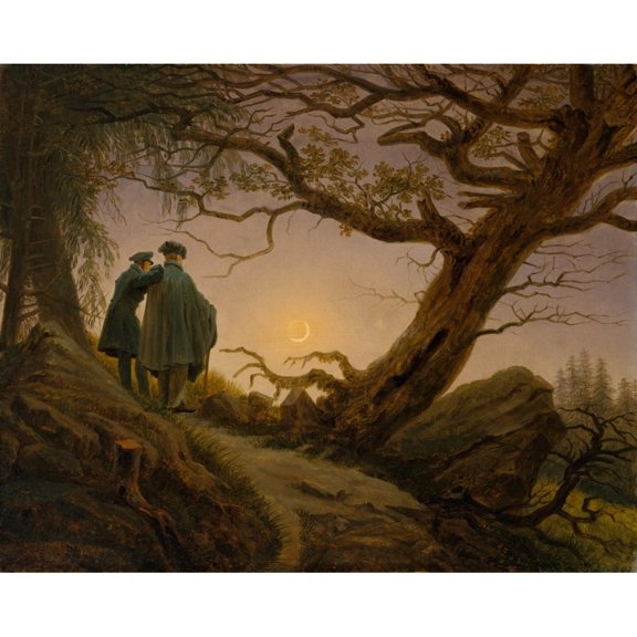 Two Men Contemplating The Moon Fine Art (36 x 24)