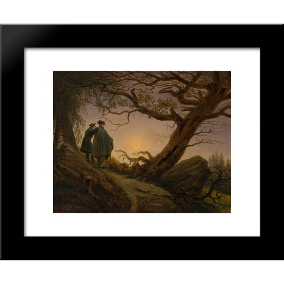 Two Men Contemplating the Moon 20x24 Framed Art Print by Caspar David Friedrich