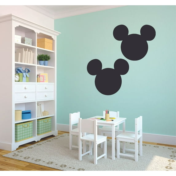 Two Mickey Mouse Head Silhouette Disney Logo Cartoon Wall Sticker Art Decal for Girls Boys Room Bedroom Nursery Kindergarten House Fun Home Decor Stickers Wall Art Vinyl Decoration Size (30x27 inch)