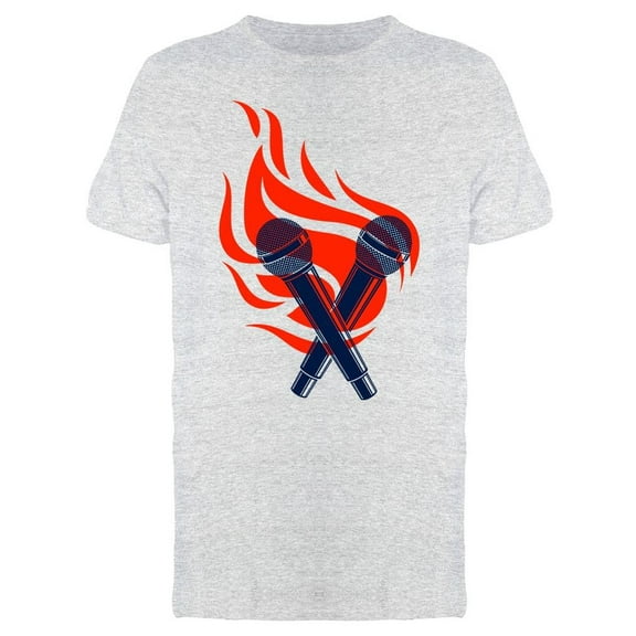 Two Microphones Fire T-Shirt Men -Image by Shutterstock, Male Large