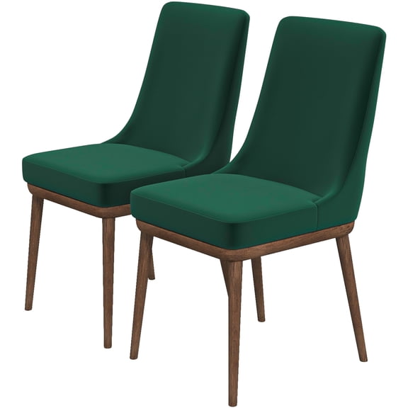 Of Two Mid-century Modern Dining Chairs, Velvet Upholstery, Solid Wood Structure, Dense Foam Cushion, Curved Back Rest, 24 In. Deep X 18.5 Wide 36.6 High 23.86 D 18.79 W 37.58 H
