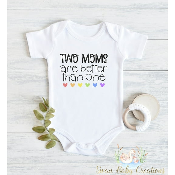 Two Moms Are Better Than One, Lucky To Be Loved By Two Mommies Baby Bodysuit, Bodysuit For Two Moms, Gift For Adoption Moms Romper Snapsuit Cute And Cool Baby Bodysuit, Baby Bodysuit Lat 4424
