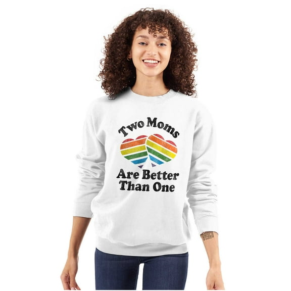 Two Moms are Better than One LGBTQ Women Plus Size Crewneck Sweatshirt Brisco Brands 2X