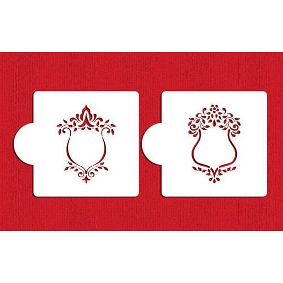 Two Monogram Shields Cake and Cookie Stencil Set C988 by Designer Stencils