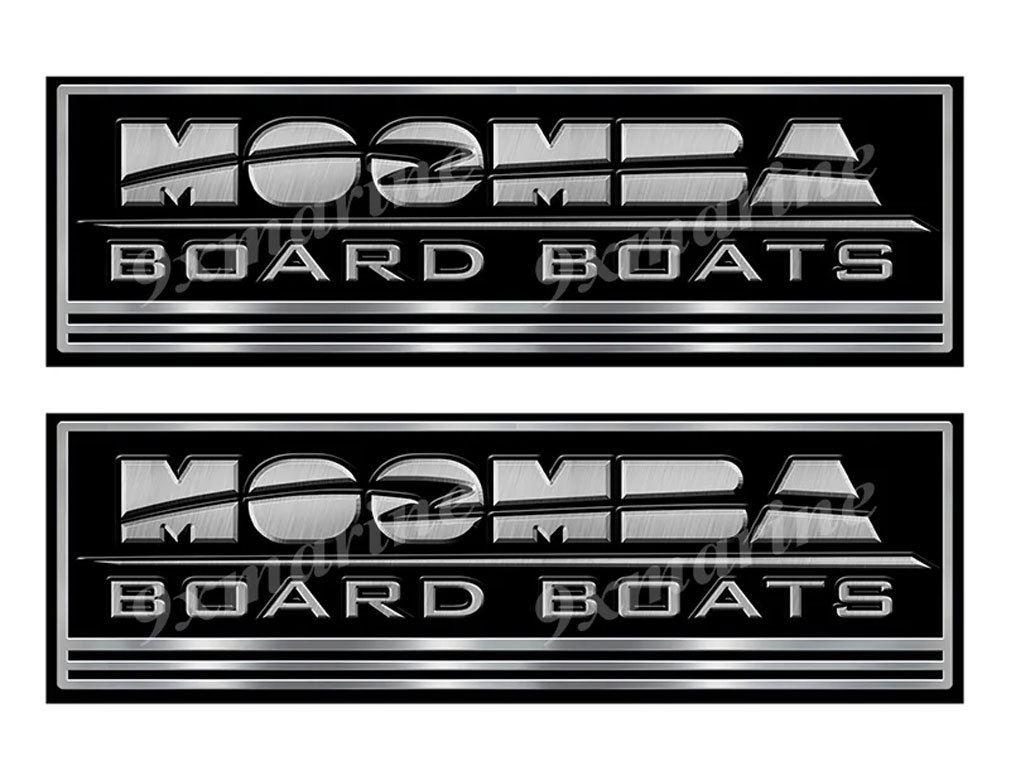 Two Moomba Custom Stickers - 10 inch long set. Remastered Name Plate