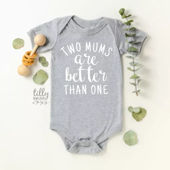 Two Mums Are Better Than One Baby Bodysuit Cute Baby Onesie, Baby Bodysuit Lat 4424 Cute Baby Onesie, BABY BODYSUIT LAT 4424