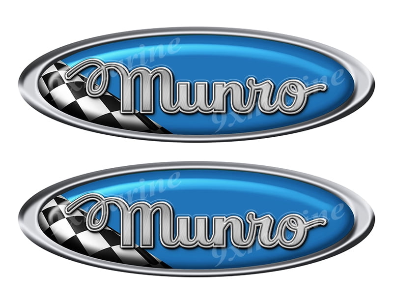 Two Munro Vinyl Racing Oval Stickers 10" long each