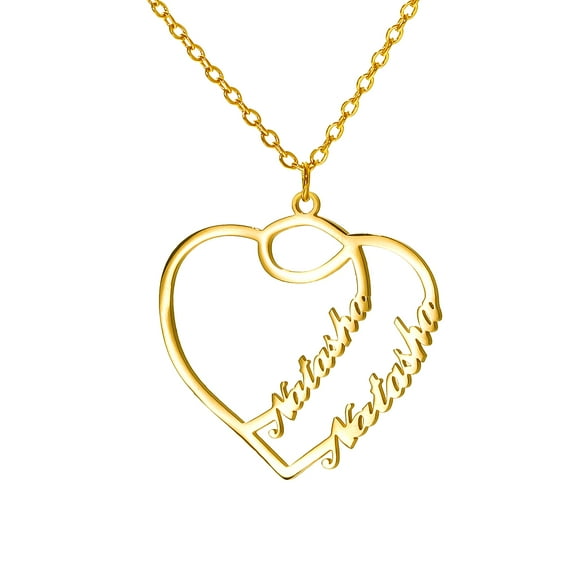Two Name Custom Necklace Custom Name Love Heart Pendant Personalized Name Heart Necklace for Women Valentine's Day Gift