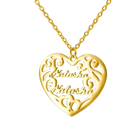 Two Name Custom Necklace Custom Name Love Heart Pendant Personalized Name Necklace for Women Valentine's Day Gift
