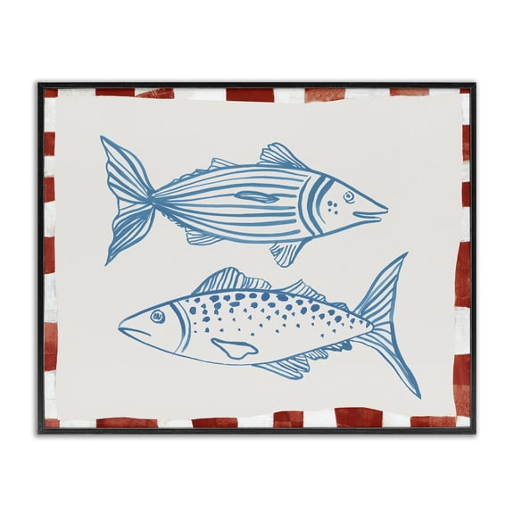 Stupell Industries Two Ocean Fish Sketch Black Framed Giclee Art, design by Hannah Dawson, 11 x 14