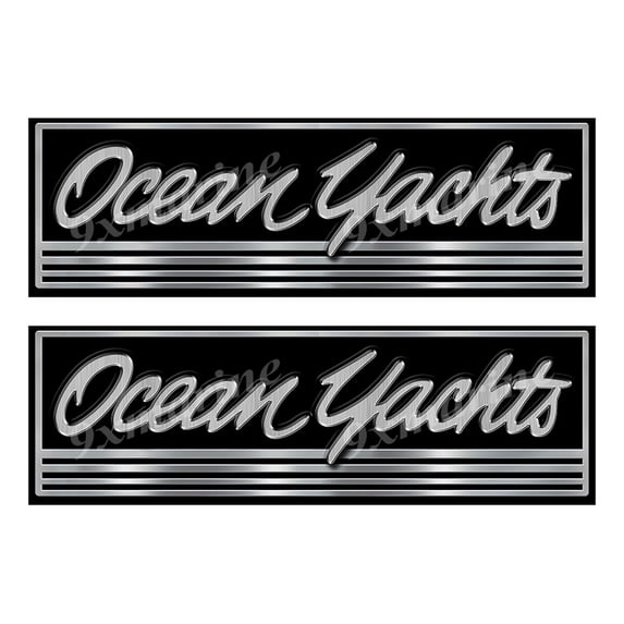 Two Ocean Yachts Custom Stickers - 10 inch long set. Remastered Name Plate